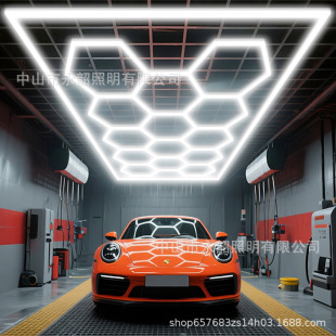 2025 new LED splicing honeycomb hexagonal station light waterproof shop gym car wash garage light atmosphere light