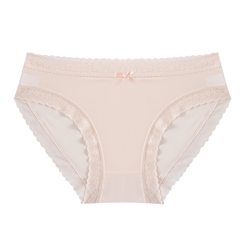 Ropa interior de encaje para mujer sin costuras estilo de verano fino de seda de hielo algodón antibacteriano sexy ropa interior de niña pura y fresca