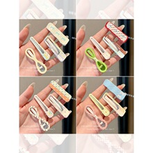 桑稚~多巴胺彩色方形碎发发夹女前额刘海夹侧边夹发卡鸭嘴夹bb夹