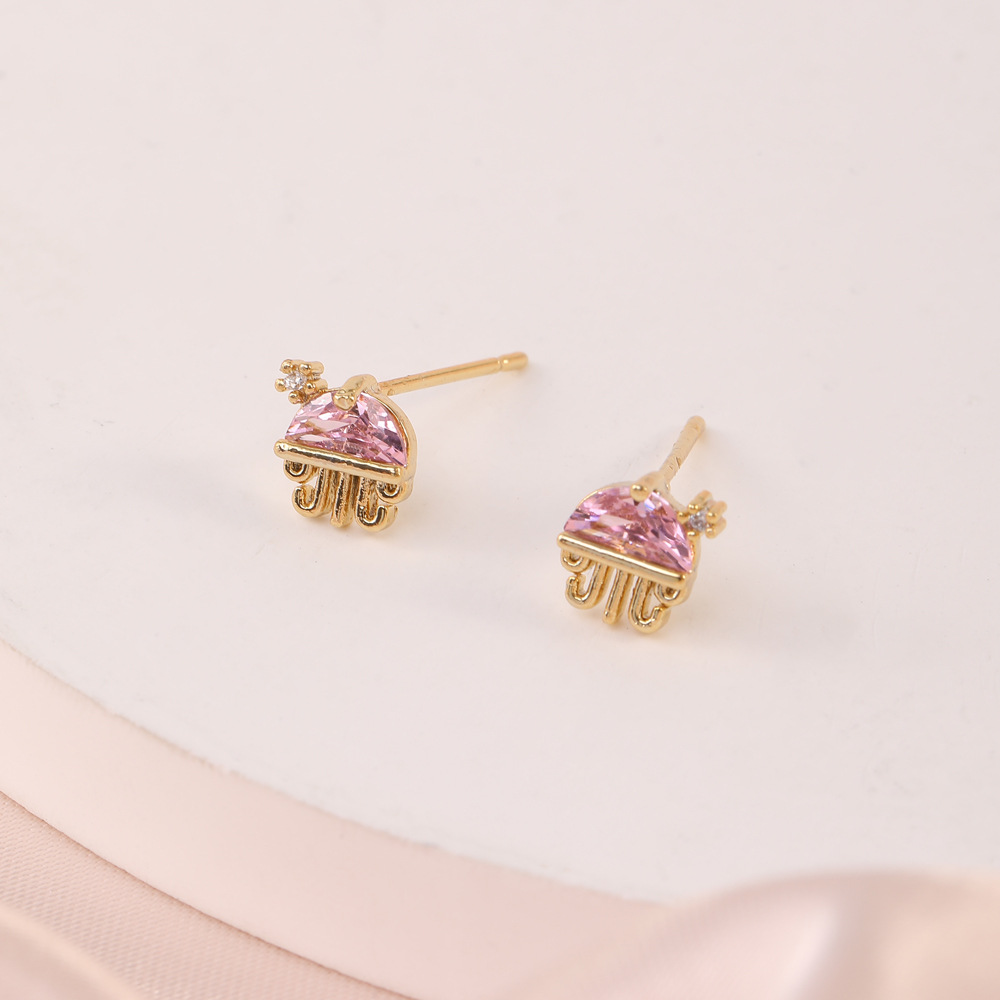 1 Paire Style Marin Géométrique Placage Incruster Le Cuivre Zircon Boucles D'oreilles display picture 11