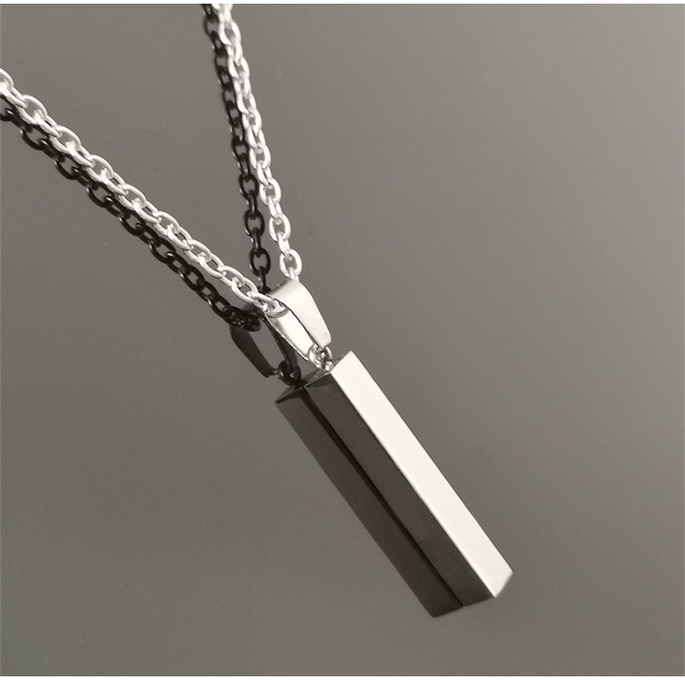 Fashion Solid Color Rectangle Stainless Steel Plating Pendant Necklace 1 Piece