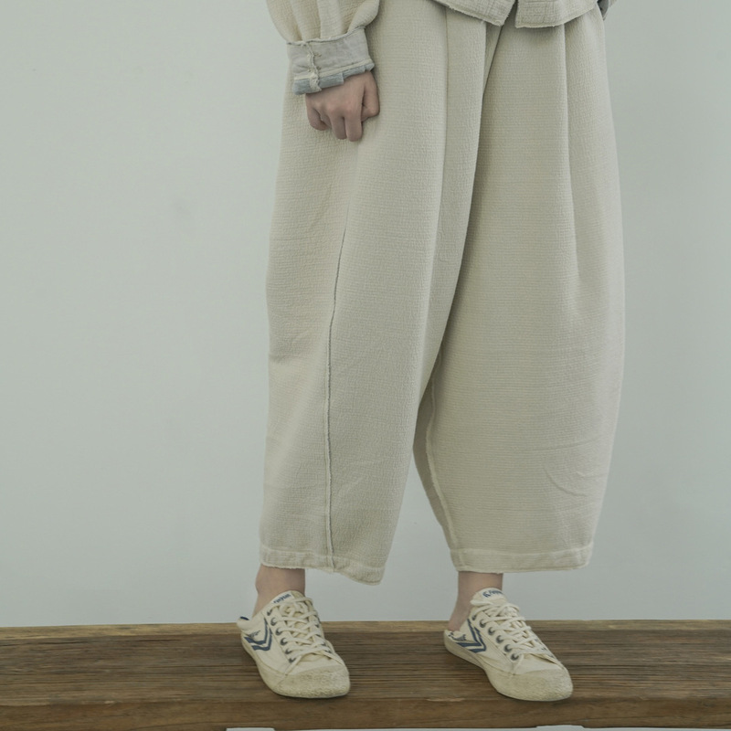 Original Fluffy Air Layer Soft Elastic Carrot Pants Casual Artistic Loose Casual Sweatpants K23012