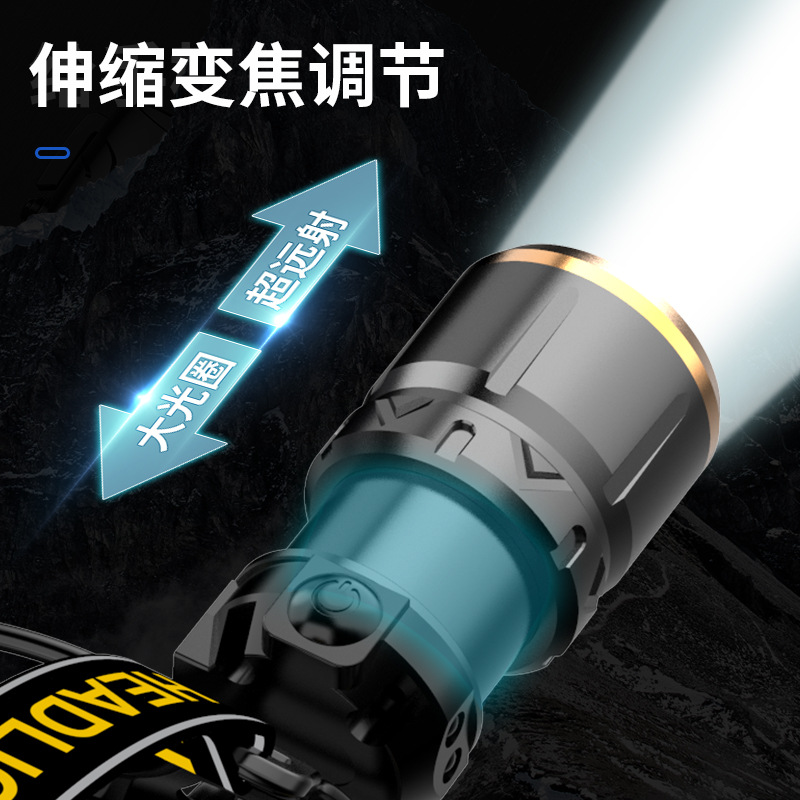 Faros al por mayor, pantalla eléctrica digital en el lado de la cabeza, faro de luz fuerte, láser blanco de alta potencia, iluminación de inducción para exteriores, electricidad