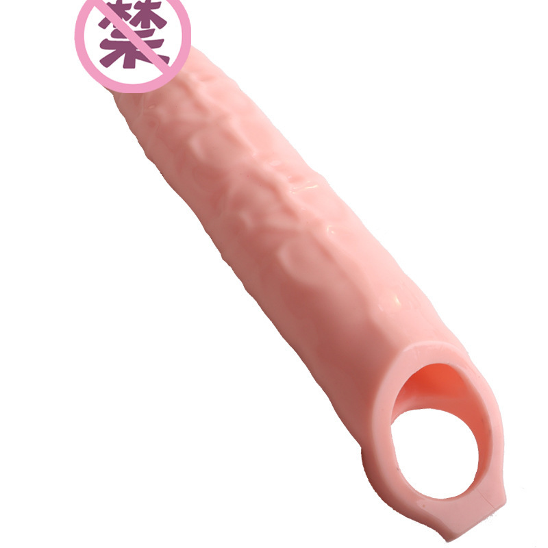 Extra Large Wolf-Tooth Textured Condom Sleeve, Crystal Silicone Color, Reusable Adult Toy for Men — detail image 3
