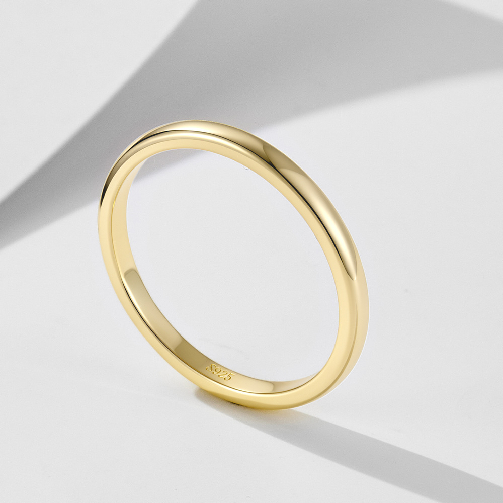 Anillo de plata de ley s925 anillo chapado en oro para mujer, apertura clásica simple europea y americana, joyería de anillo de todo fósforo, venta al por mayor de alta calidad