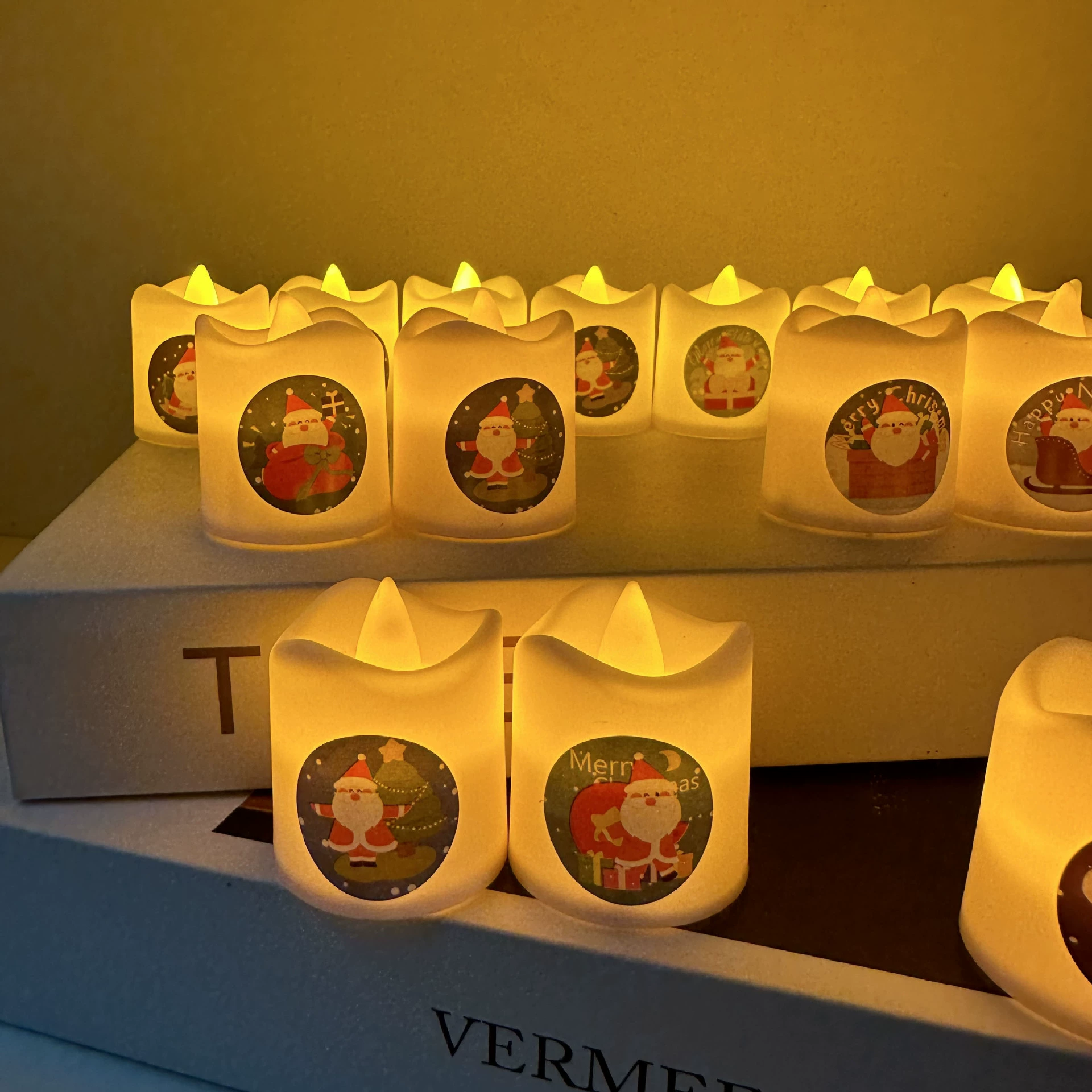 Светодиодный ночник Санта-Клауса, свадебная романтическая атмосфера, цифровая свеча, бездымные украшения, декоративная свеча