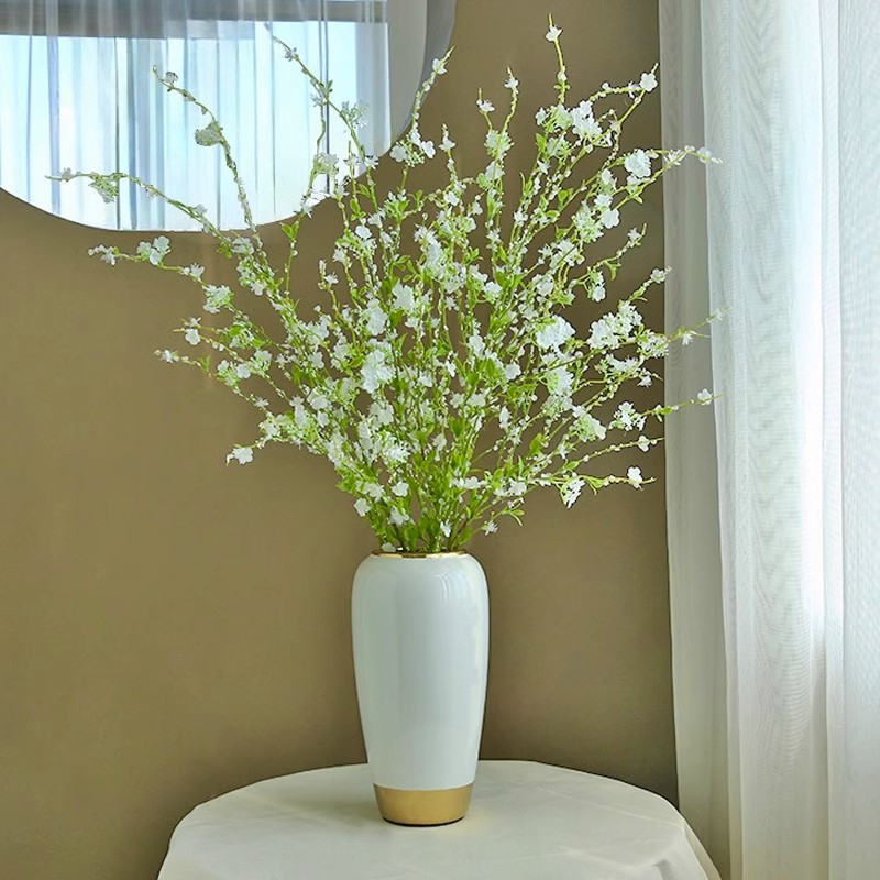 Simulación de rama larga de sauce de nieve flores falsas lujosas mesa de comedor floral modelo de gabinete de televisión floral decoración floral de cerezo floral