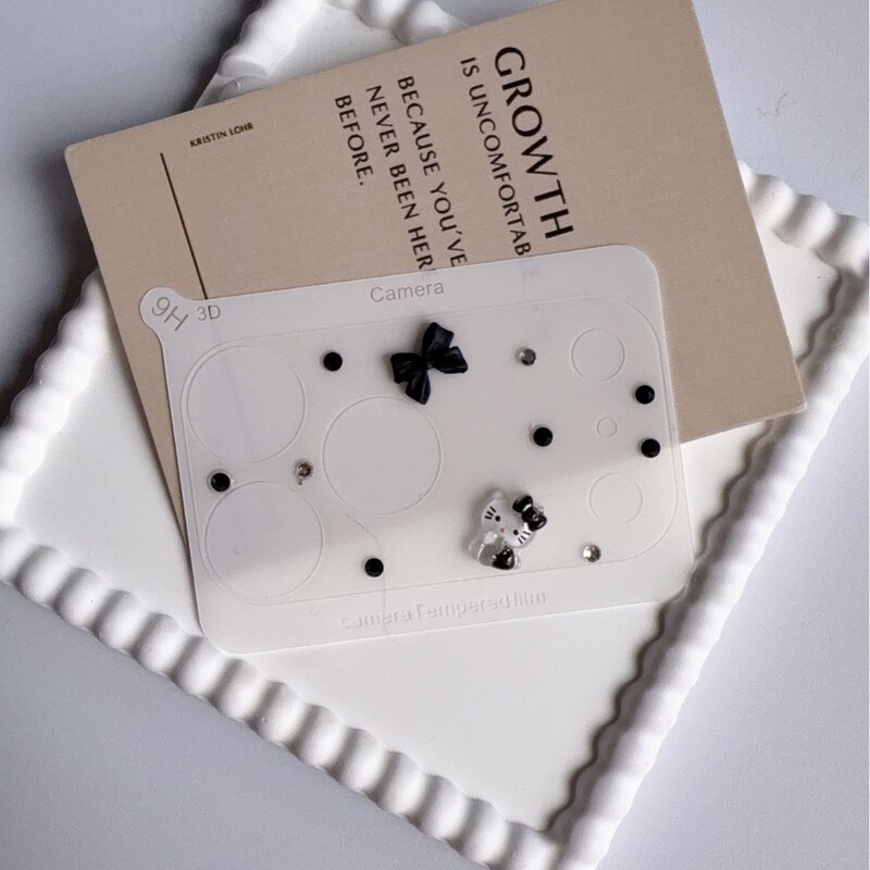 Suitable for Apple 17Promax Lens Base Film, Electrostatic Adsorption Sticker with Diamonds, Iphone17Pr Cute Soft Film
