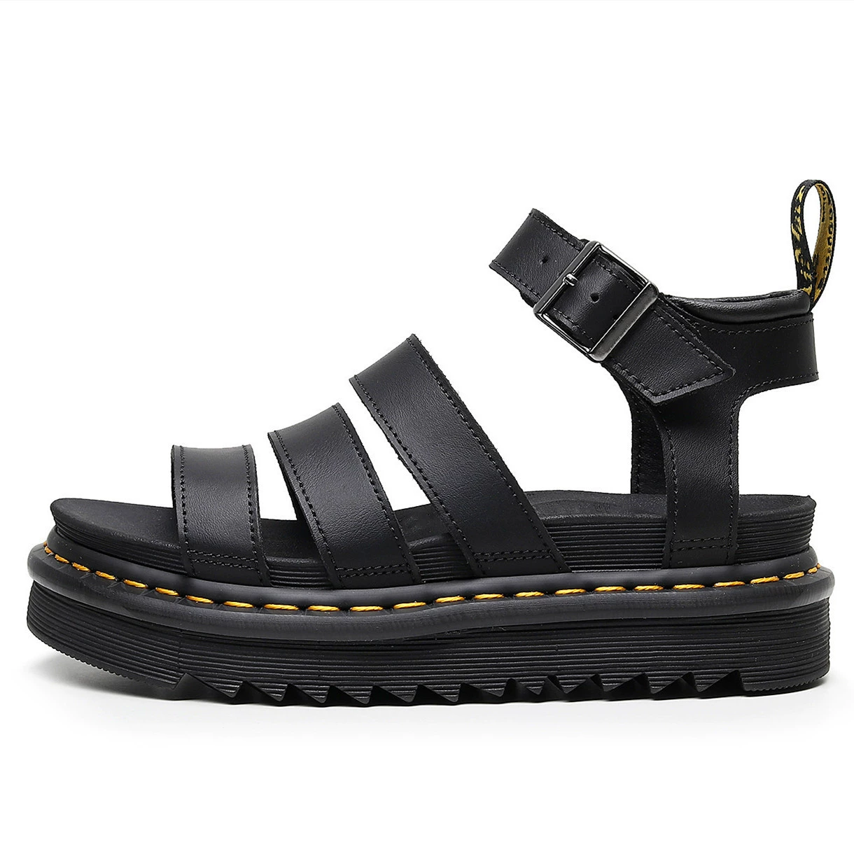 Летние сандалии (Martens) на платформе, пляжные шлёпанцы, чёрные/белые, размеры 35–44