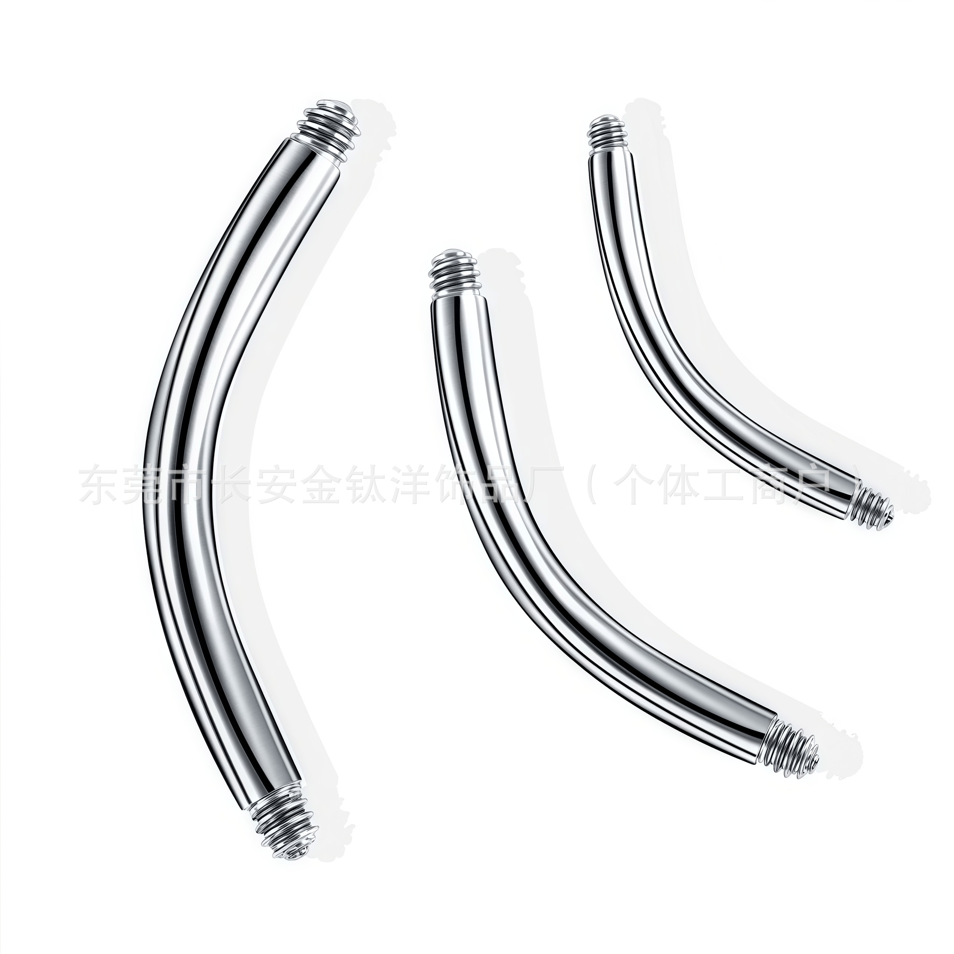 G23 Titanium Double External Thread Curved Barbell Eyebrow Nail Lip Nail Ear Bone Nail Piercing Jewelry detail image 5