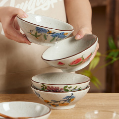 釉下彩家用复古陶瓷碗中式米饭碗高颜值吃饭碗面碗喝汤小碗甜品碗