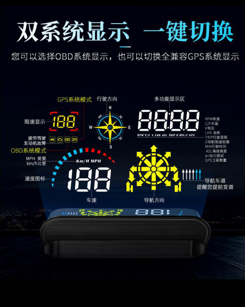 Navigation Version Usb-Powered Car Hud Head-Up Display Universal High-Definition Portable Speed Projector Q10