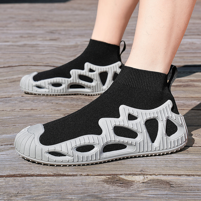 Large Size 47 New High-Top Fly-Knit Sock Sneakers for Men and Women, Trendy Versatile Couple Casual Breathable Sock Shoes