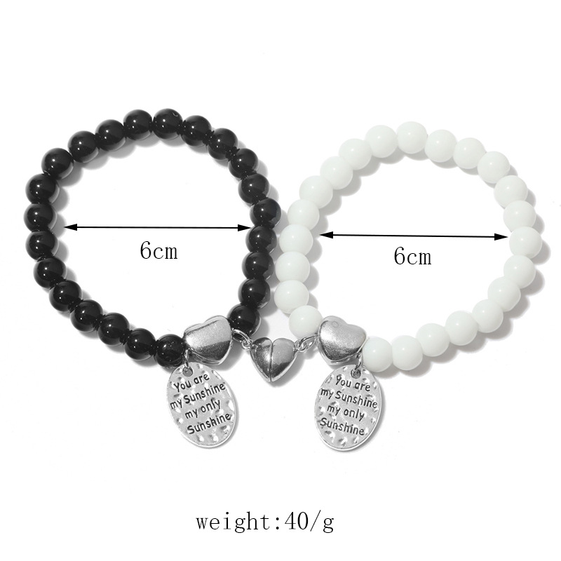 Simple Style Letter natural stone Bracelets Beaded 2 Pieces