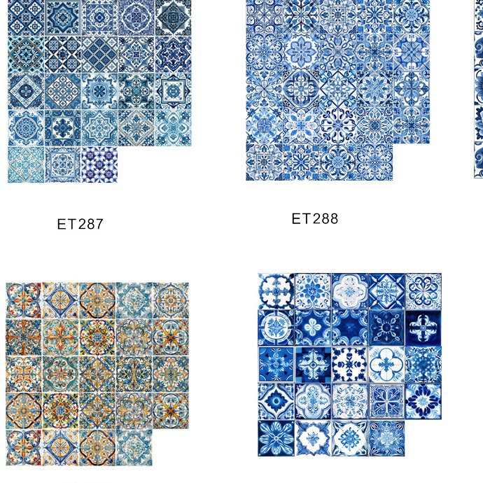 ET287-291 cross-border wall decoration stickers Portuguese style tile stickers living room bedroom decorative painting wall stickers