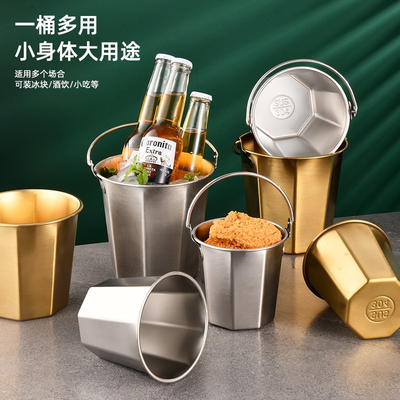 Nuevo 304 barril de hielo de acero inoxidable mini barril red rojo mini barril pequeño barril KTV snack barril de patatas fritas