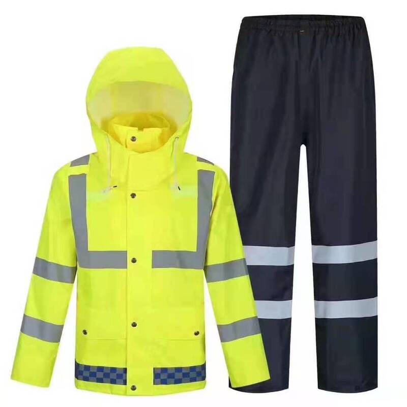 Navy Blue Raincoat Rain Pants Set Split Men's Anti-Rainstorm Takeaway Long Full Body Electric Motorcycle Poncho