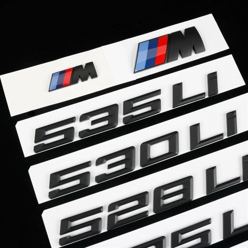 Suitable for BMW 5 Series, black lettering, 520Li, 525Li, 530Li, 540Li, glossy black rear emblem, modified car emblem