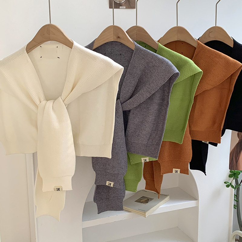 Chal de punto coreano nuevo hombro de oficina de color sólido aire acondicionado habitación exterior para proteger el cuello bufandas cálidas moda exterior