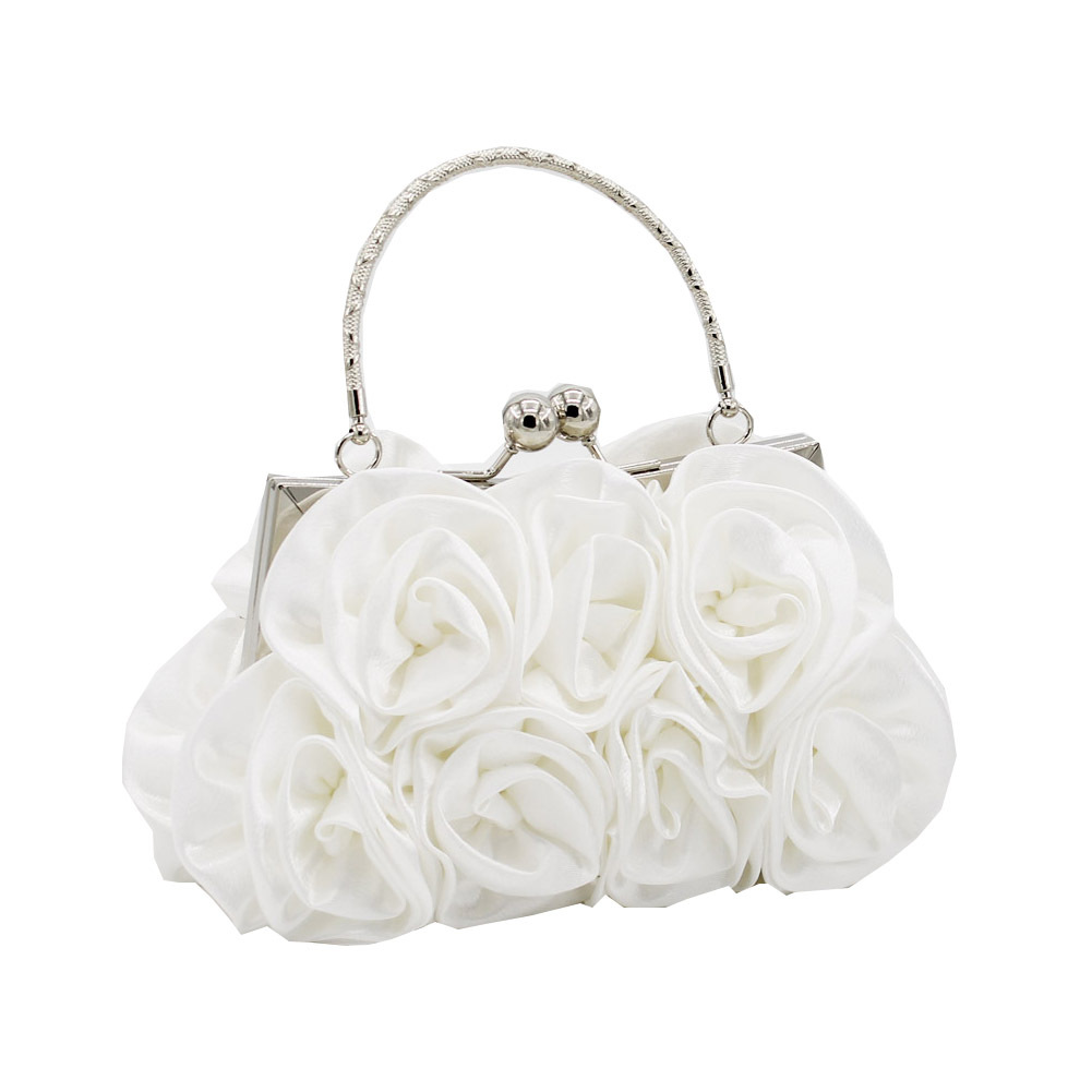 Satin Flower Clutch Bag - Hot Selling Satin Handbag With 14 Roses For Evening Parties - Thumbnail 5