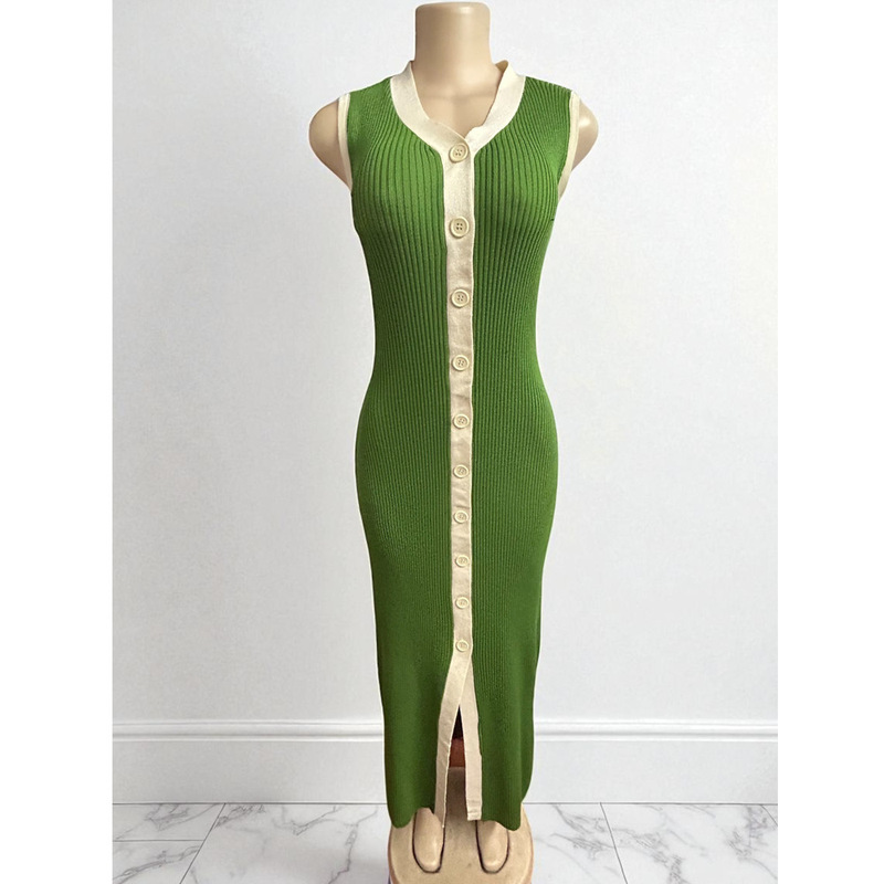 European and American Style Dress, Autumn French Fashion V-Neck Button-Down Long Dress, 2025 New Ins Style Women's Dress