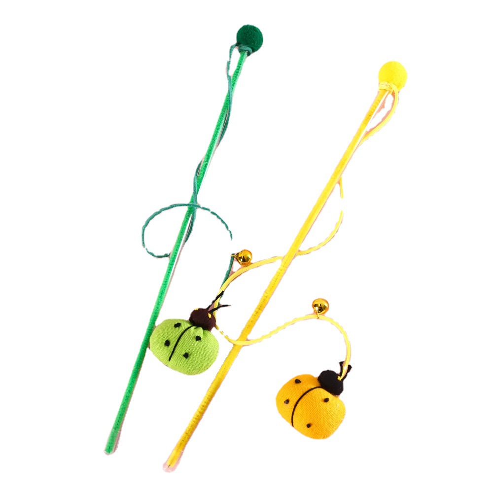 Mascota gato de dibujos animados tela flor primicia insecto campana sonido divertido gato palo caramelo girasol entrenamiento interactivo varilla