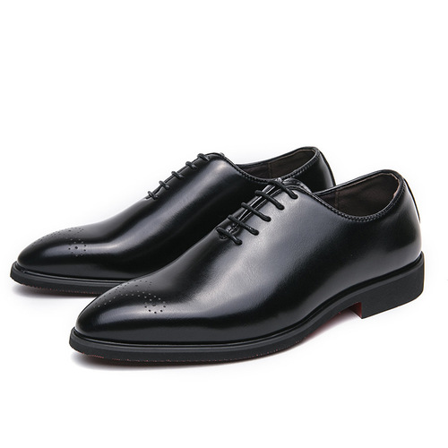 Men's shoes, large size, new casual leather shoes, fashionable simple lace leather shoes, Korean style fashionable business dress leather shoes