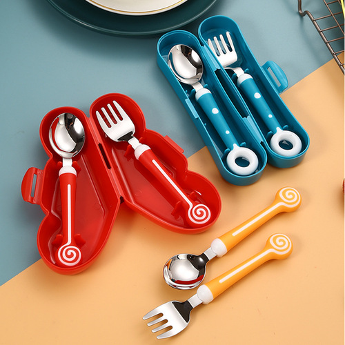 Creative 316L stainless steel children's spoon and fork baby food spoon and fork combination mother and baby tableware gift set