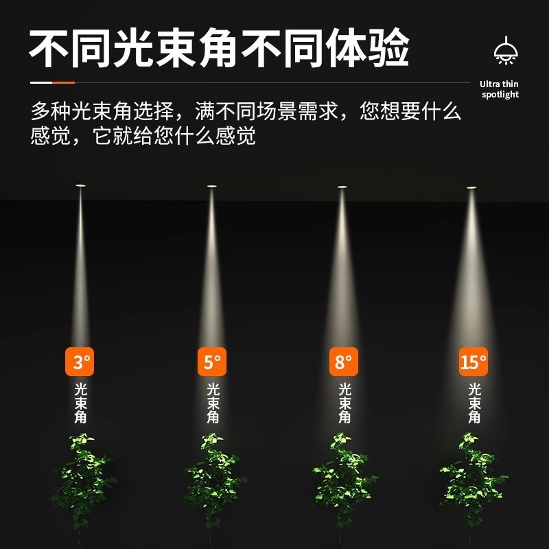一束小光束角聚光射灯3/5/8度嵌入式led茶室餐桌展厅吊顶天花灯|undefined