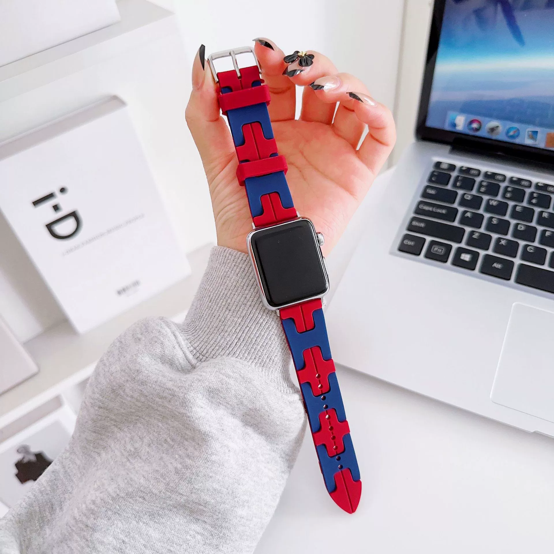 Apple, совместимый браслет, аксессуары, силиконовый двухцветный тканевый ремешок для часов