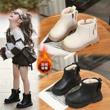 女童加绒马丁靴冬季新款大棉靴中小童公主保暖皮靴儿童棉鞋子外贸