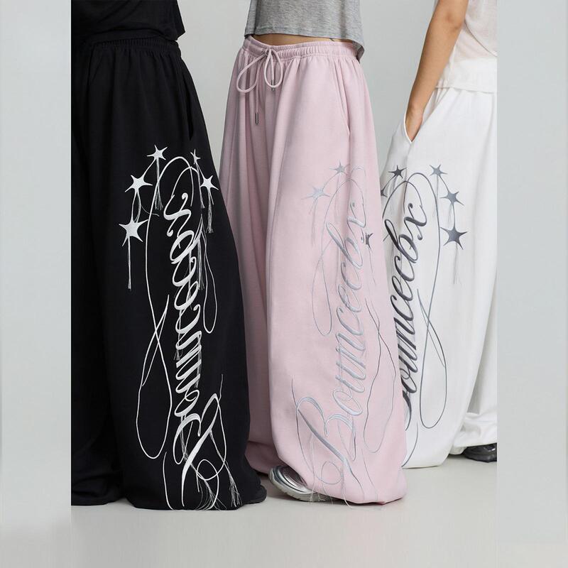 Street dance trendy brand fringed embroidered cloud-like ultra-soft lyrical jazz pants oversize hip-hop sports pants casual