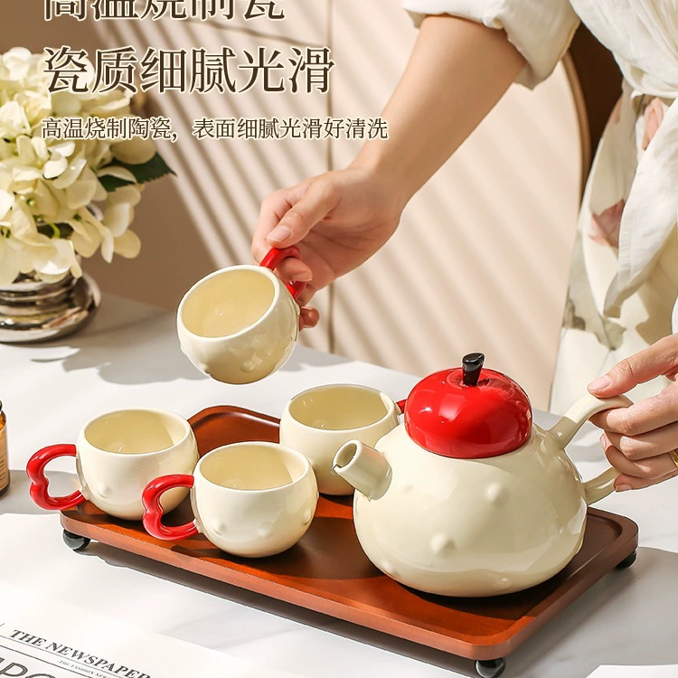 Ceramic tea set for moving, teapot for bride, Birthday gift