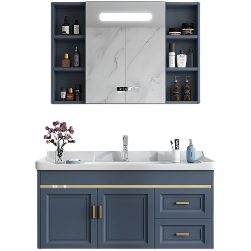 Shiyi gabinete de baño combinación de baño moderno simple pequeño apartamento lavabo espacio de aluminio mesa de lavado lavabo