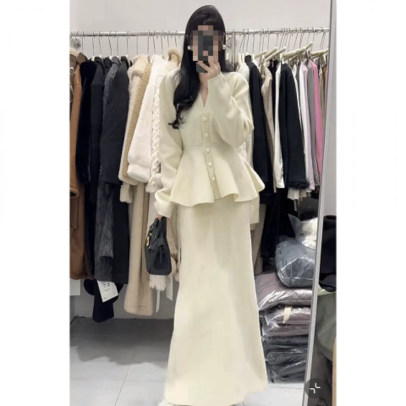Зимний облегающий браслет? knitted universal sweater, skirt, set, Korean style