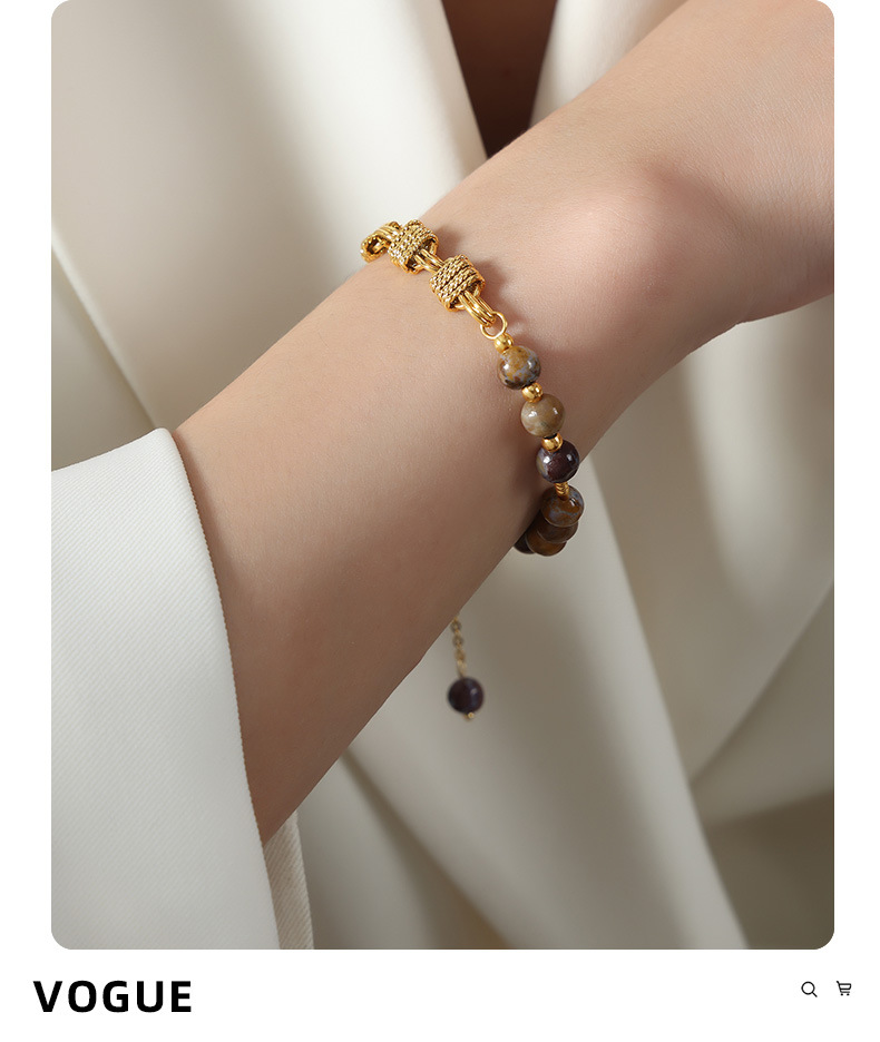 Elegant Fashion Geometric Freshwater Pearl Agate Copper Beaded Plating Bracelets display picture 2