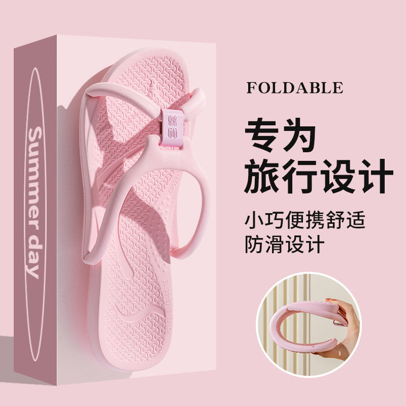 Foldable and portable hotel non-slip silent soft-soled sandals for men and women, suitable for business trips and travel, indoor and outdoor wholesale
