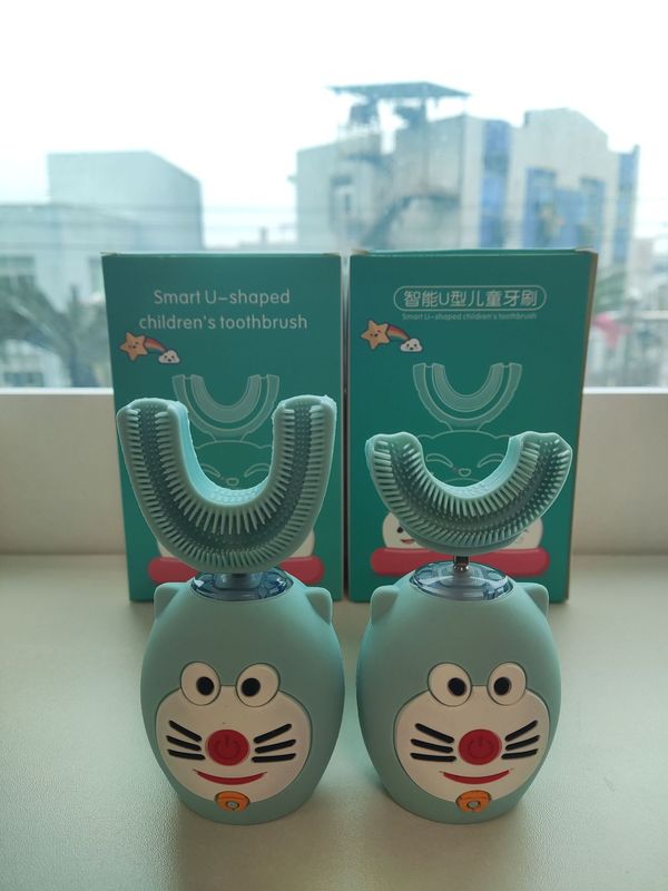 子供u型電動歯ブラシ怠け者口含式赤ちゃん漫画自動知能清潔歯超音波電動歯ブラシ|undefined