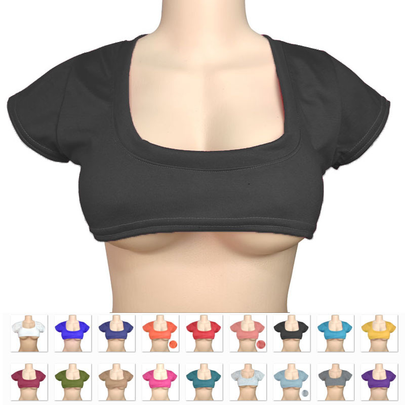 2025 Cross-Border Two-Dimensional Pure Color Half-Milk Short T-Shirt Cute Japanese Style Sexy T-Shirt Women's Short-Sleeved Navel-Baring T-Shirt Leaking Breasts
