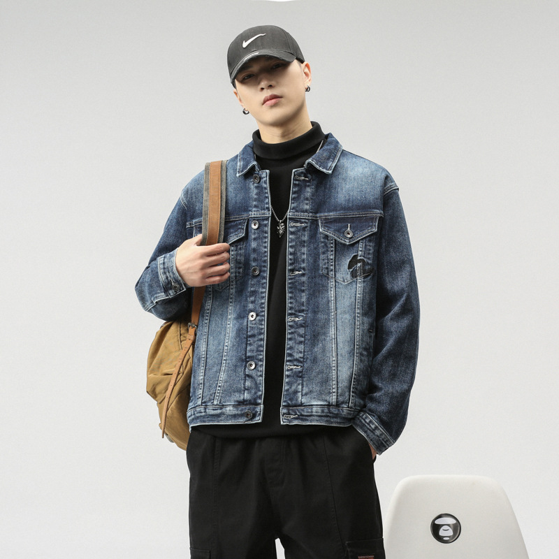 Veste transfrontalière pour hommes d'Amazon portant une veste en jean Joker chemise décontractée tendance pour hommes personnalité mince pour hommes_voghion.com