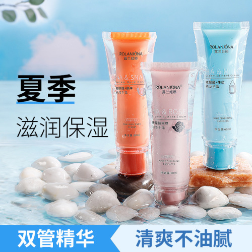 Lulanina Hyaluronic Acid Essence Double Tube 2-in-1 Moisturizing Oil-Controlling Hand Cream, Nourishing Moisture, Small Size, High Aesthetic Appeal