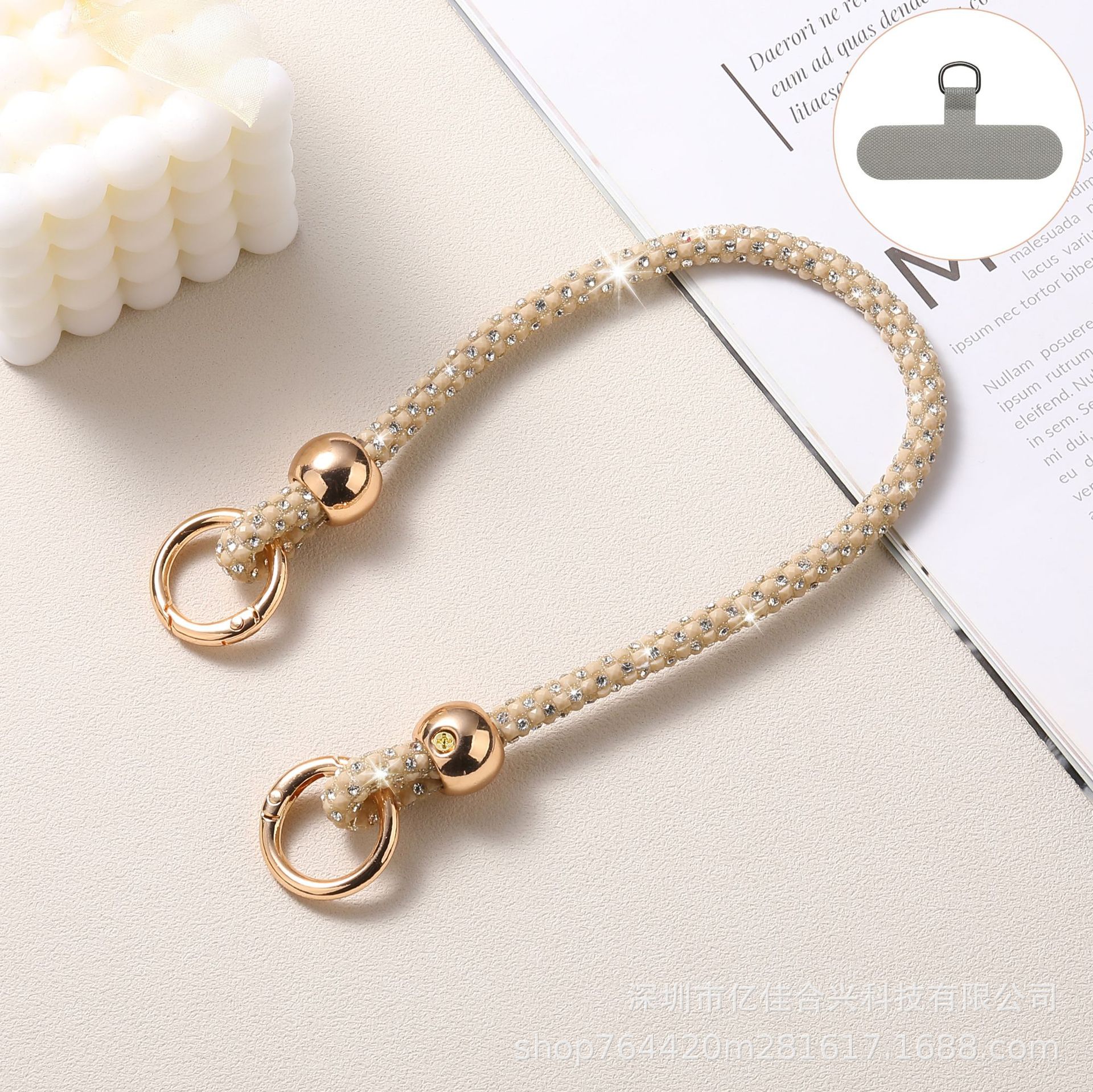 Estilo coreano ins cuentas redondas color diamante pulsera bolso colgante cadena de teléfono móvil al por mayor aplicable funda para teléfono móvil funda para auriculares nuevo