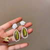 Silver needle, crystal from pearl, retro fresh cute advanced earrings, European style, light luxury style, high-quality style