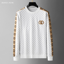 欧洲站男装2022秋冬新款卫衣男士潮牌休闲印花打底衫个性刺绣上衣