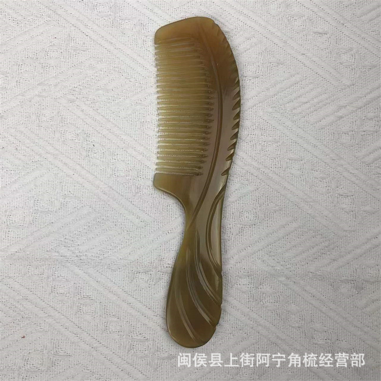 Natural Horn Comb Handle Massage Comb 20cm Smooth Round Teeth Scalp and Body Gua Sha Tool specifications