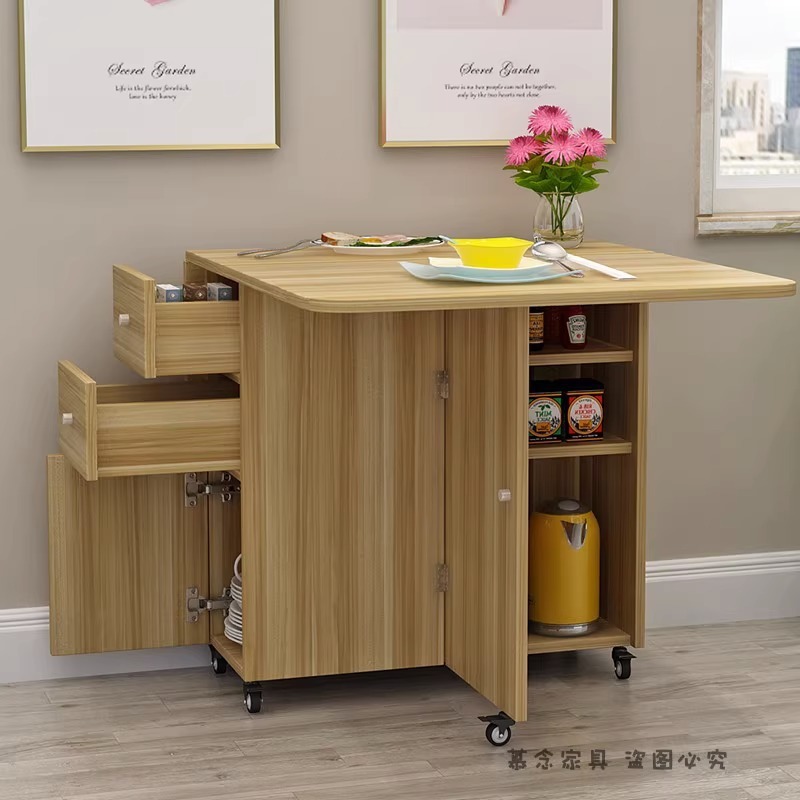 Mesa plegable simple, mesa de comedor de tipo pequeño, mesa de comedor retráctil multifuncional con cajón, gabinete de comedor rectangular