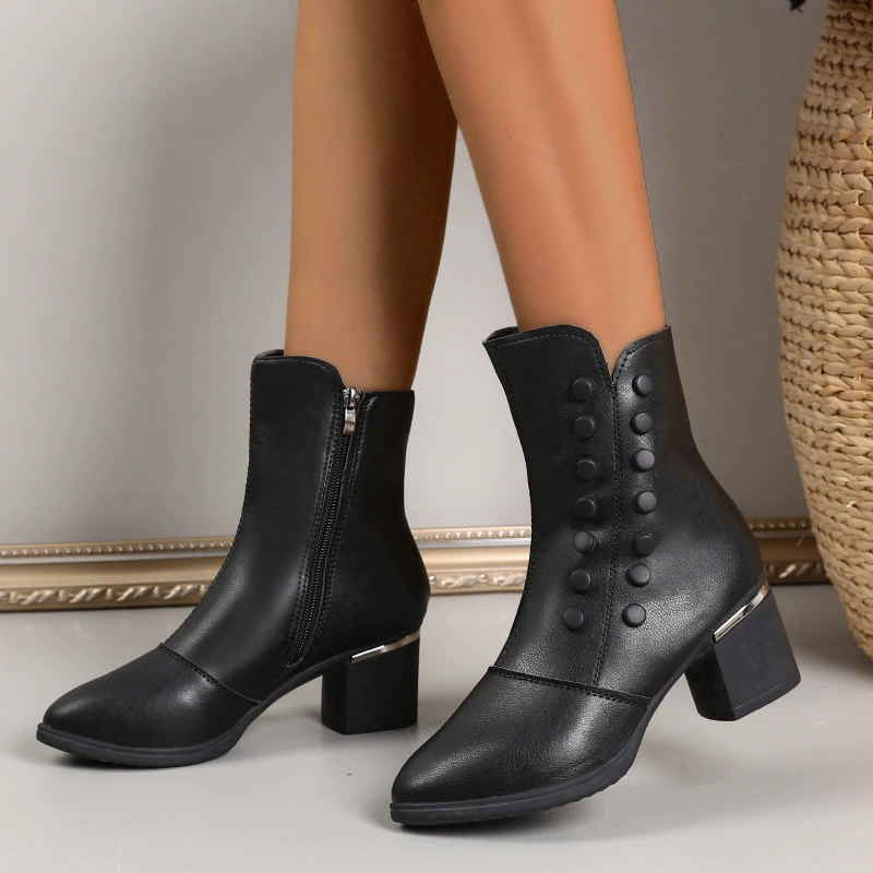 Высококачественные женские зимние ботинки, новинка, хлопчатобумажные ботинки на среднем каблуке, теплая флисовая подкладка, модные Универсальные женские ботинки на мягкой подошве