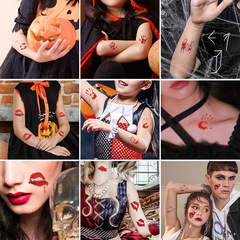 跨境萬聖節貼紙刀疤紋身貼定製節日彩色一次性紋身貼紙批發