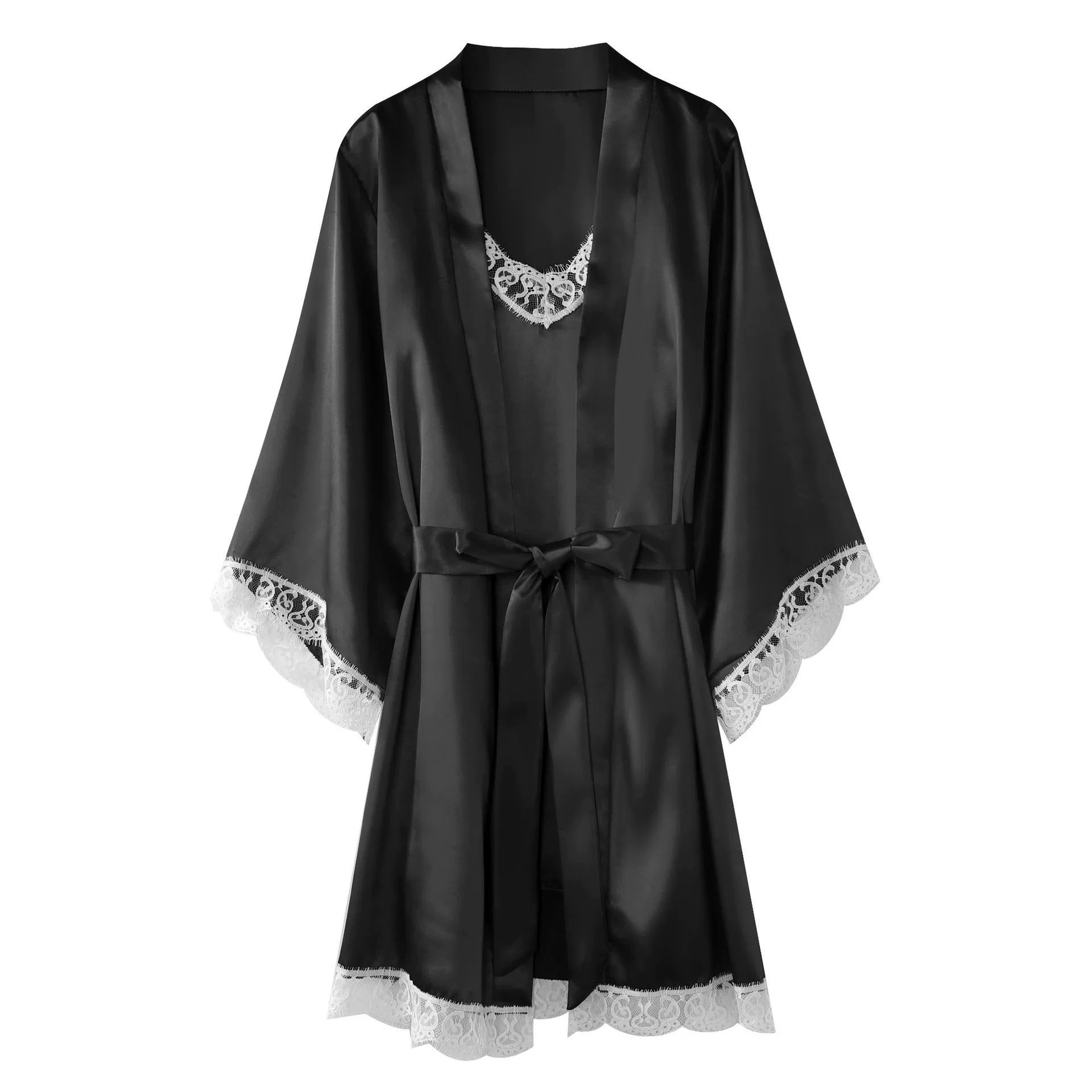 Банный халат, кружевной sexy пижама, набор, коллекция 2021 года, осень, европейский стиль, эффект лифтинга, V-образный вырез
