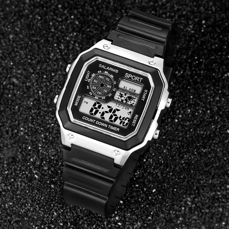 Explosiva estudiante cronometraje al aire libre deportes reloj electrónico moda comercio exterior alarma luminosa multifunción reloj electrónico piel